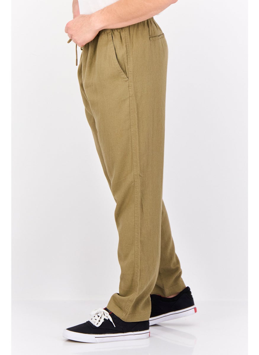 Men Regular Fit Plain Chino Pants, Dark Stone