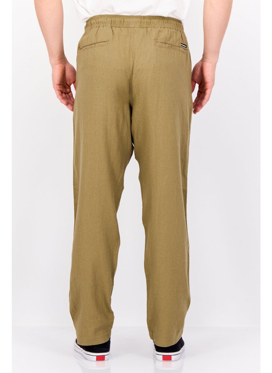 Men Regular Fit Plain Chino Pants, Dark Stone