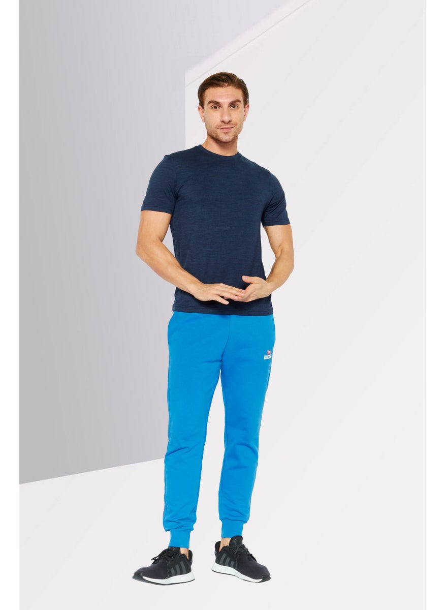 Men Drawstring Brand Logo Jogger Pants, Blue