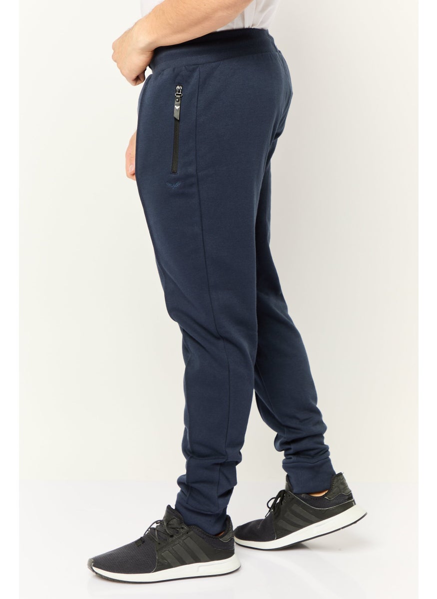 Men Regular Fit Plain Jogger Pants, Navy