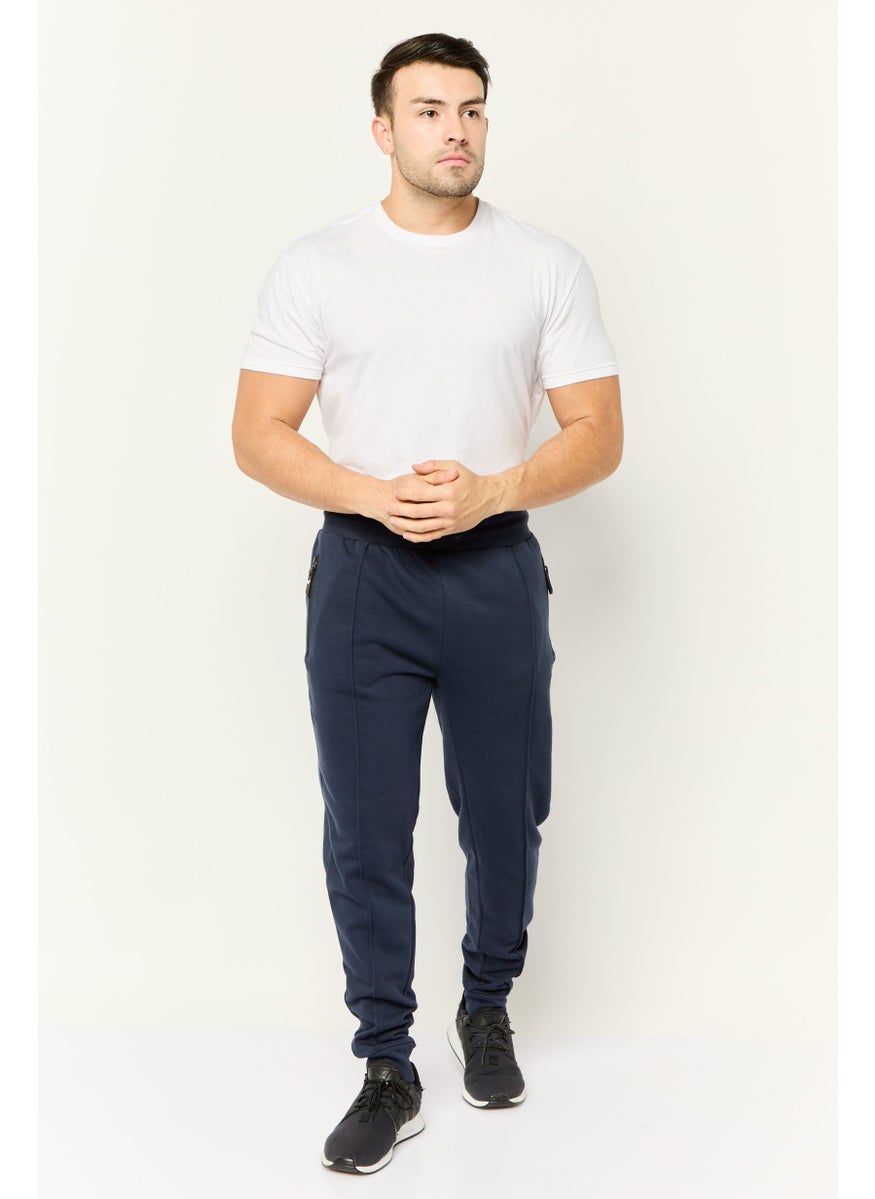 Men Regular Fit Plain Jogger Pants, Navy