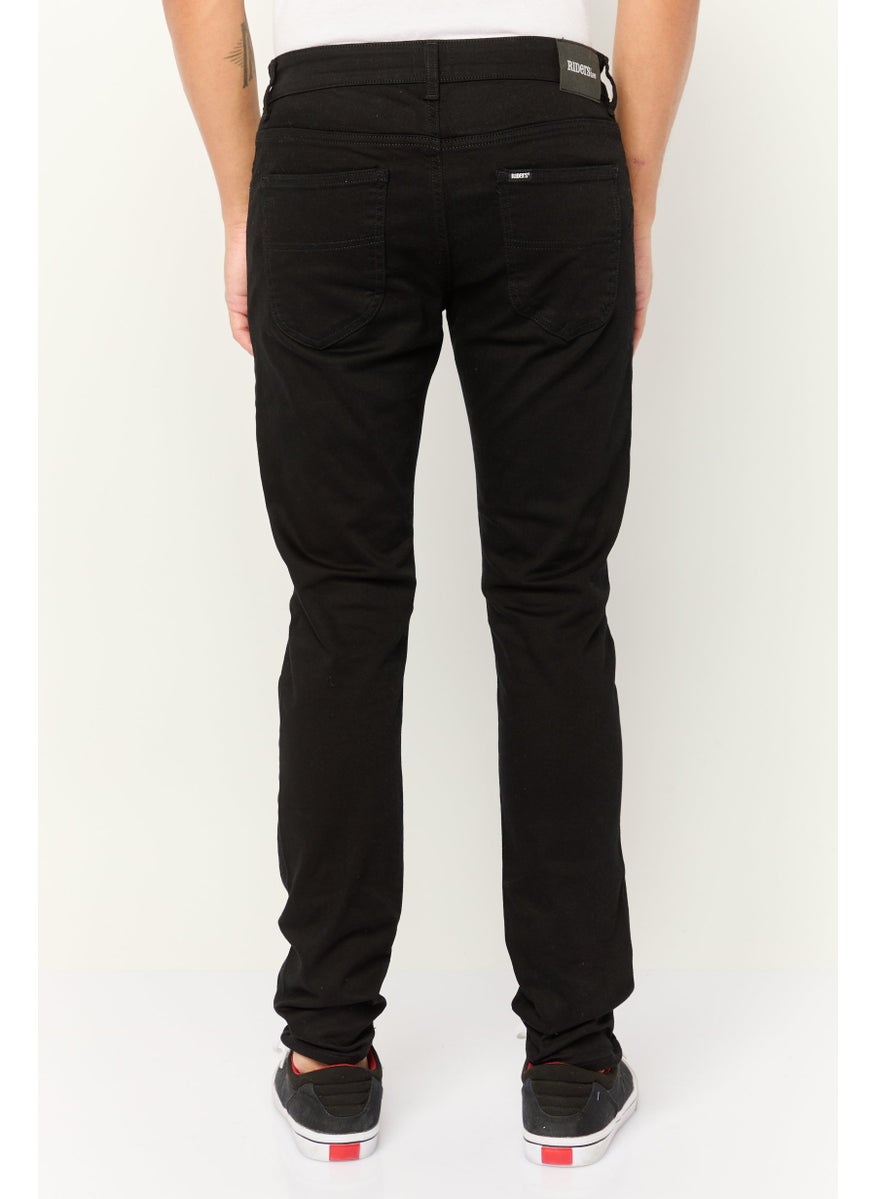 Men Skinny Fit Solid Stretchable Jeans, Black