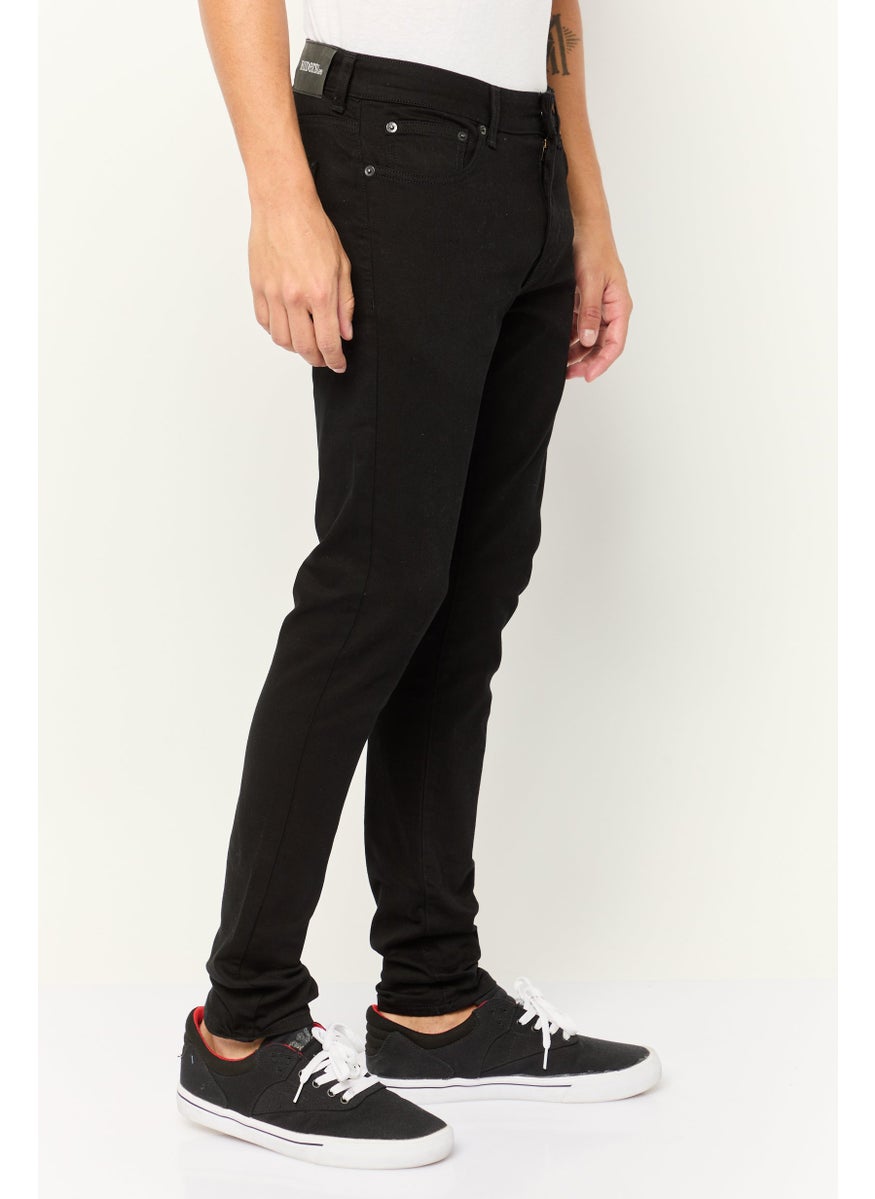 Men Skinny Fit Solid Stretchable Jeans, Black