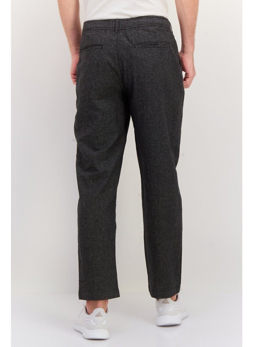 Men Relaxed Fit Microdot Straight Leg Pants, Dark Grey