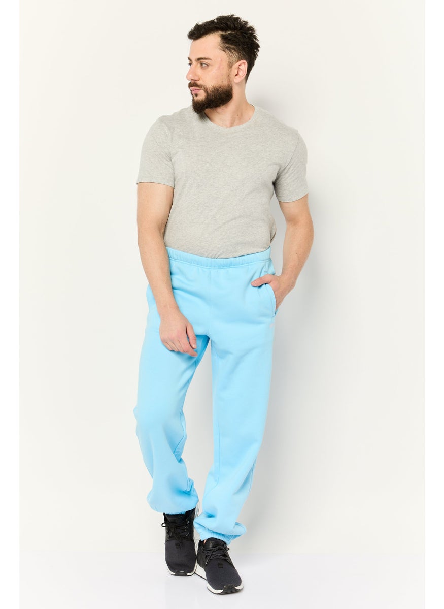 Men Brand Logo Drawstrings Sweatpants, Pastel Blue