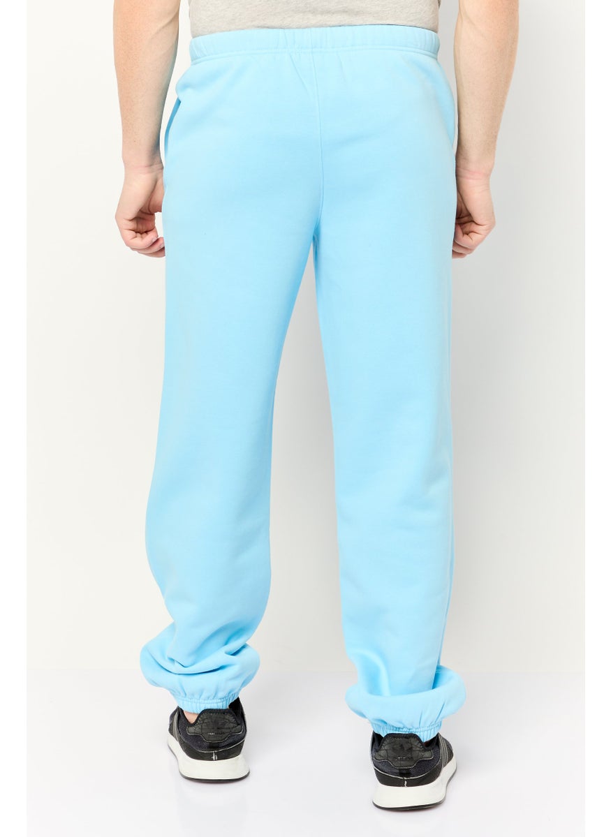 Men Brand Logo Drawstrings Sweatpants, Pastel Blue