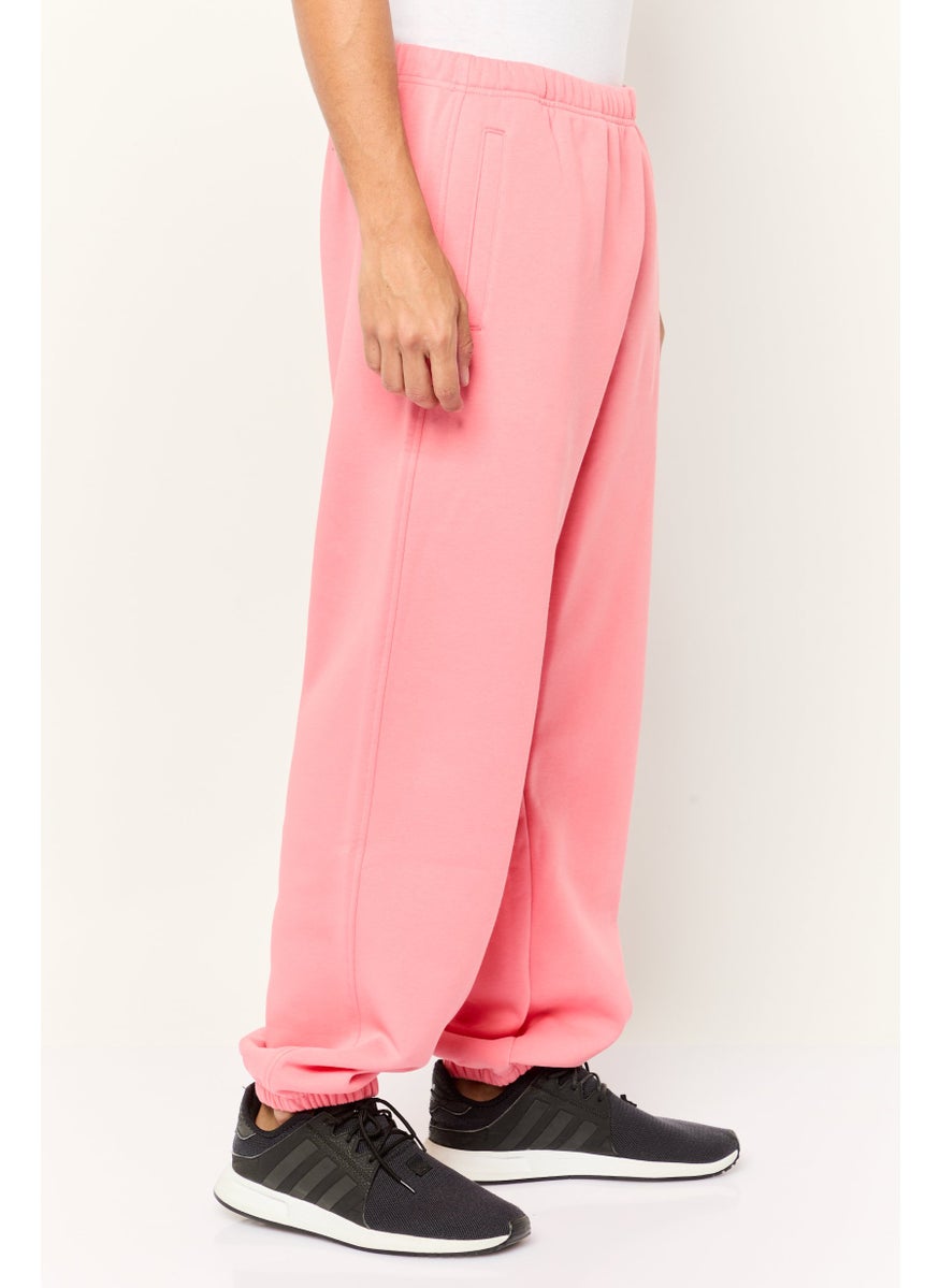 Men Regular Fit Brand Logo Sweatpants, Dark Peach