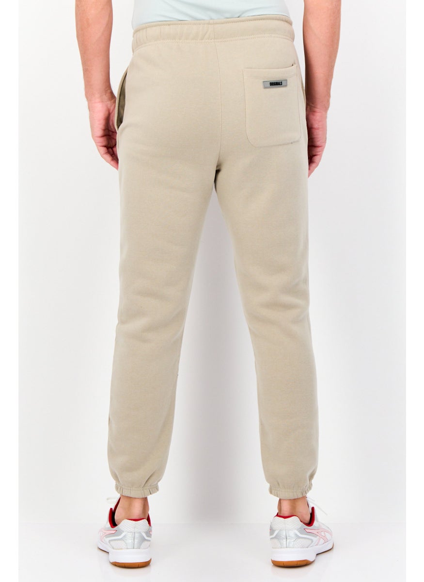 Men Regular Fit Brand Logo Sweatpants, Taupe