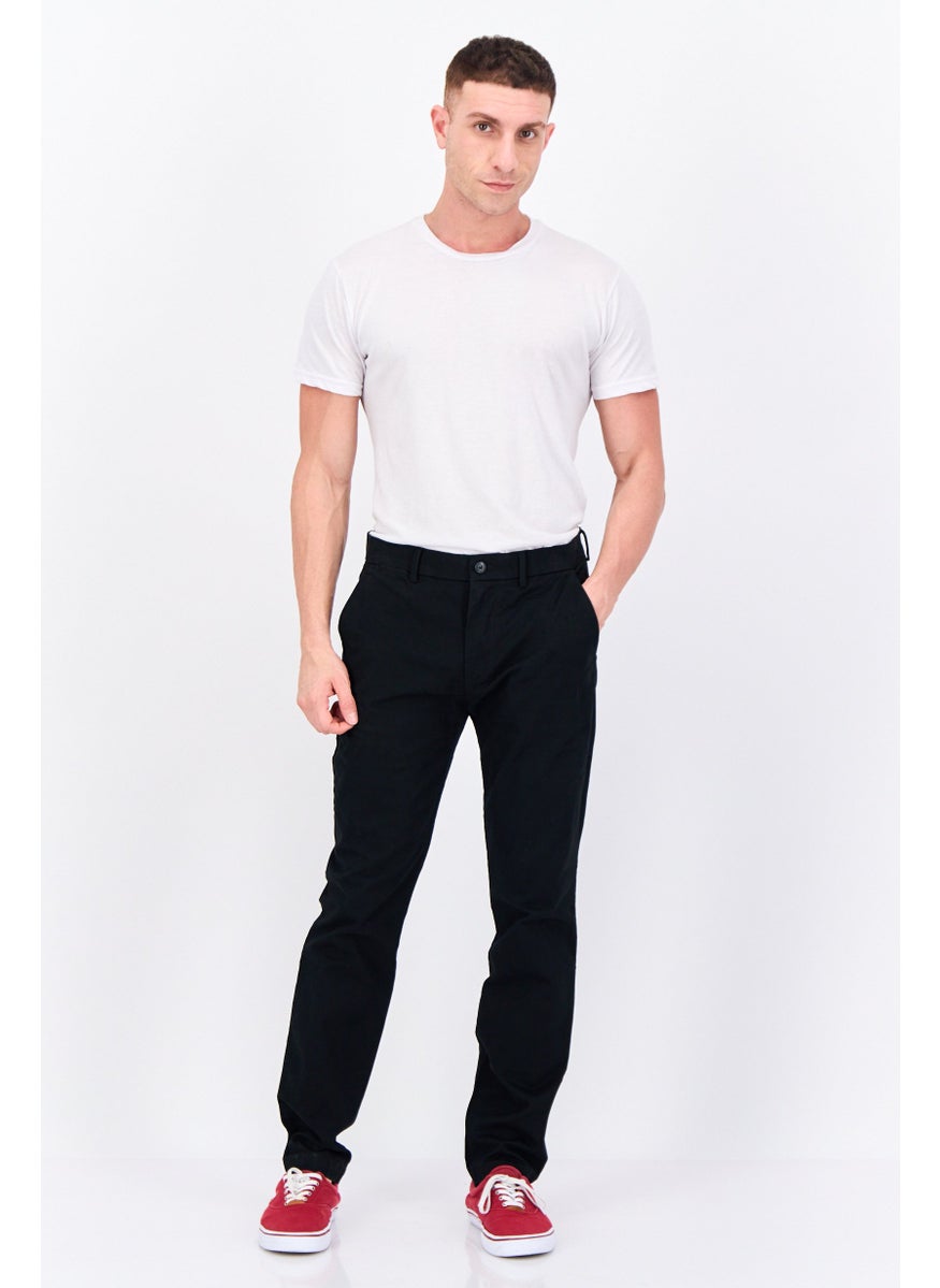 Men Skinny Fit Plain Chino Pants, Black