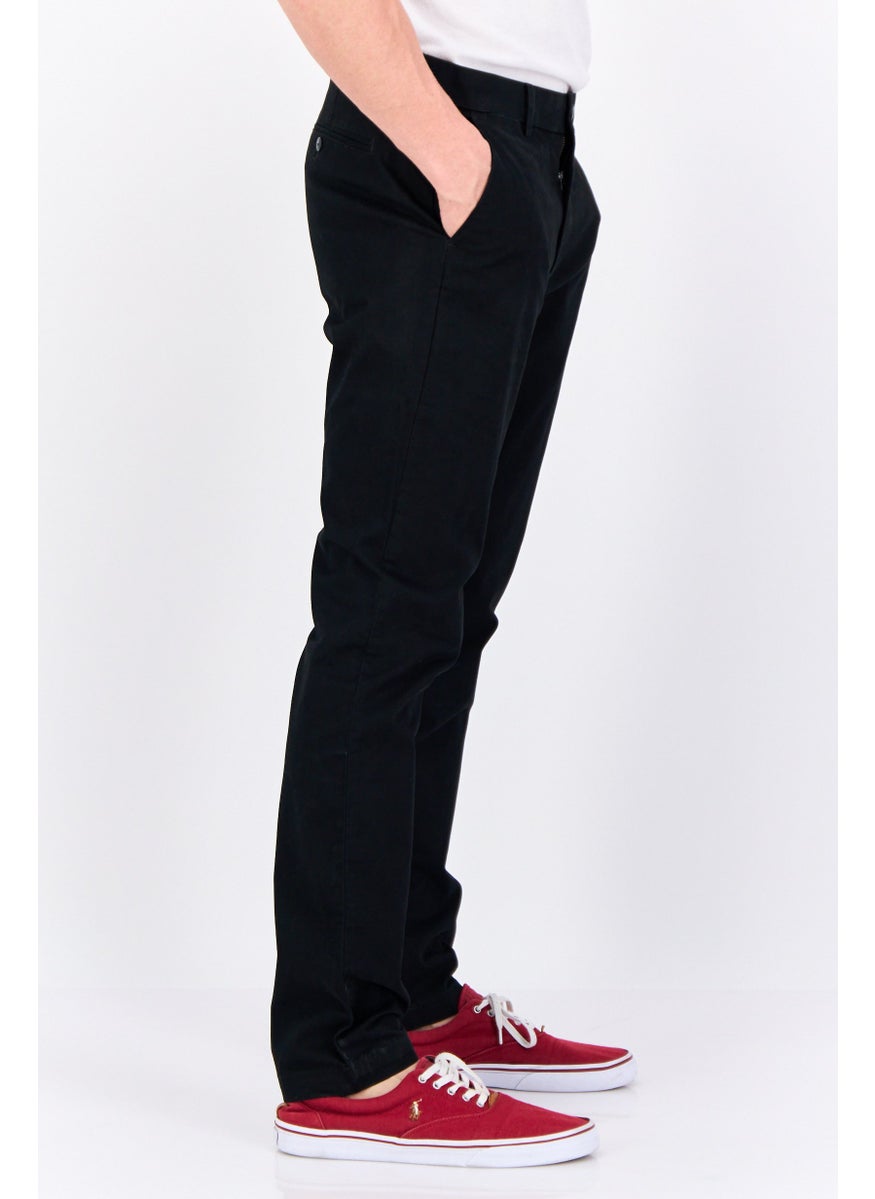 Men Skinny Fit Plain Chino Pants, Black