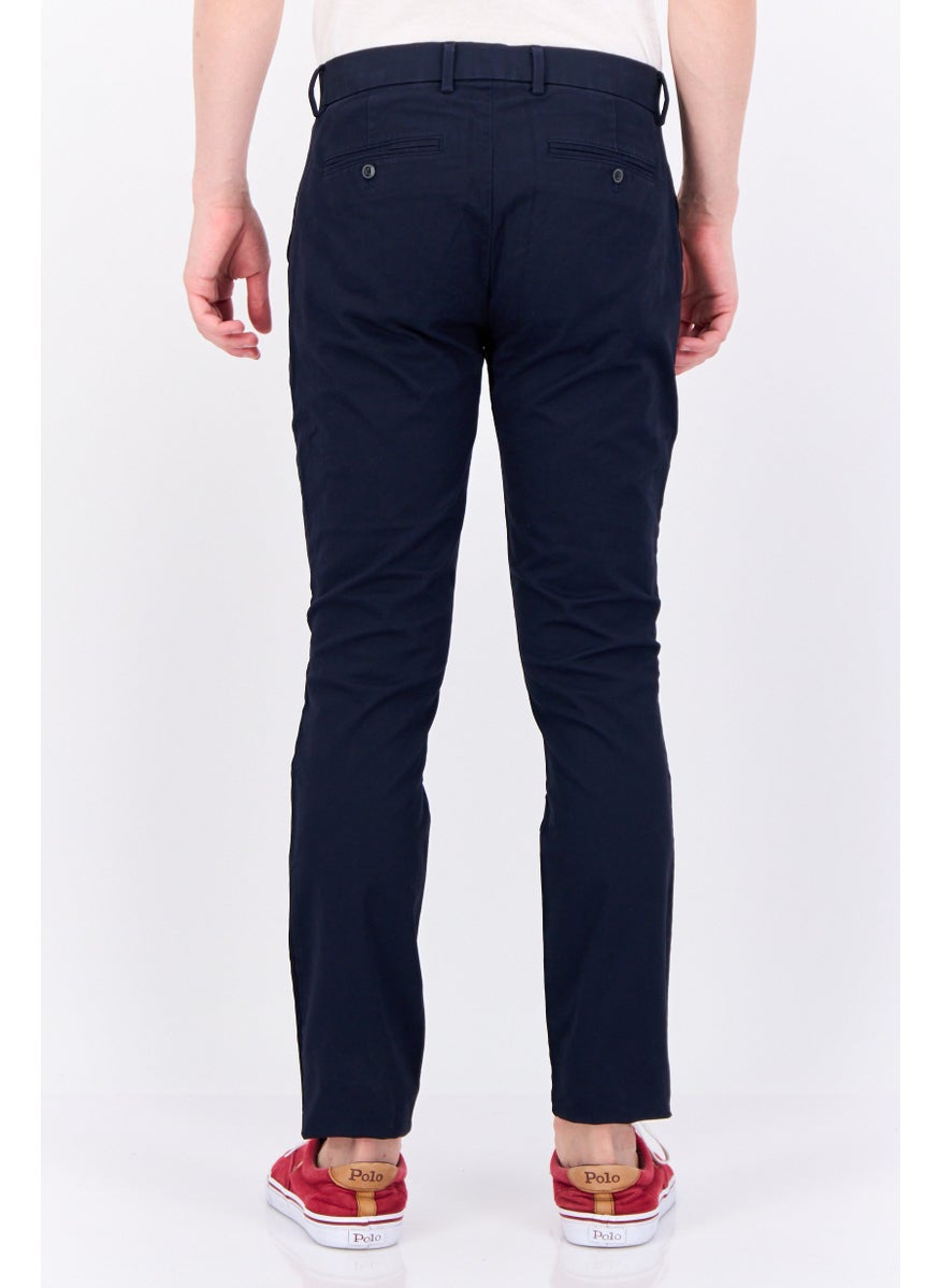Men Skinny Fit Plain Chino Pants, Dark Navy