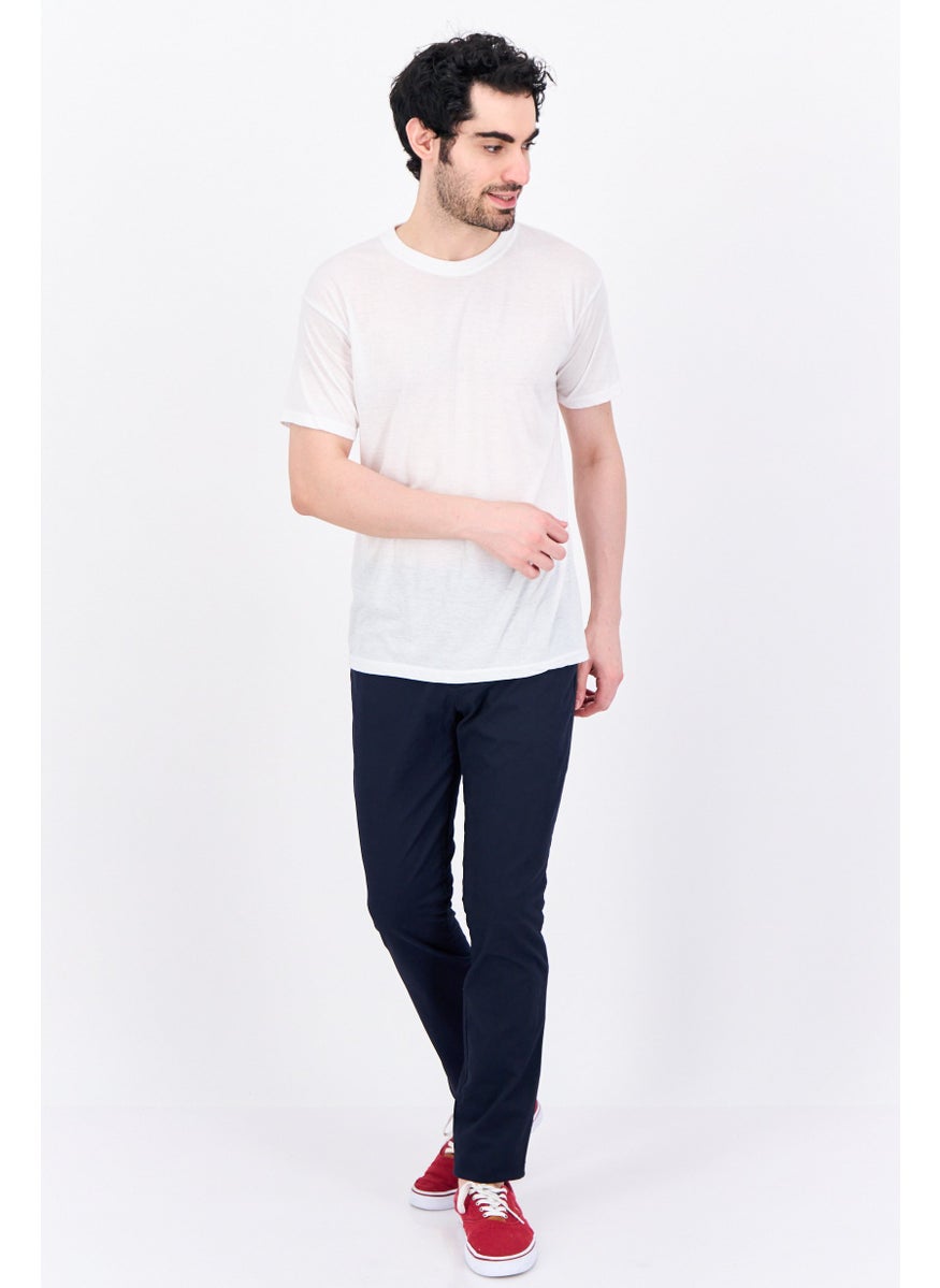 Men Skinny Fit Plain Chino Pants, Dark Navy