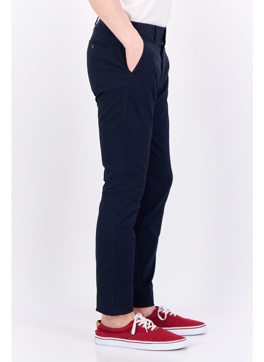 Men Skinny Fit Plain Chino Pants, Dark Navy