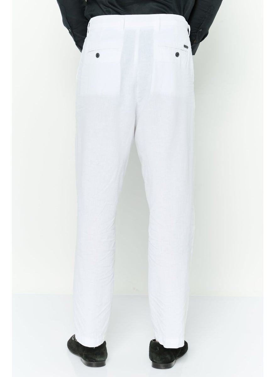 Men Loose Fit Plain Chino Pants, White