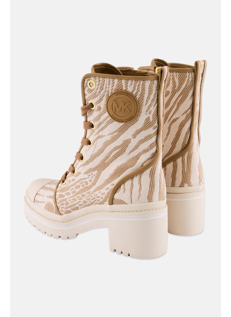 Women Medium Corey Calf Length Boots, Cream/Brown