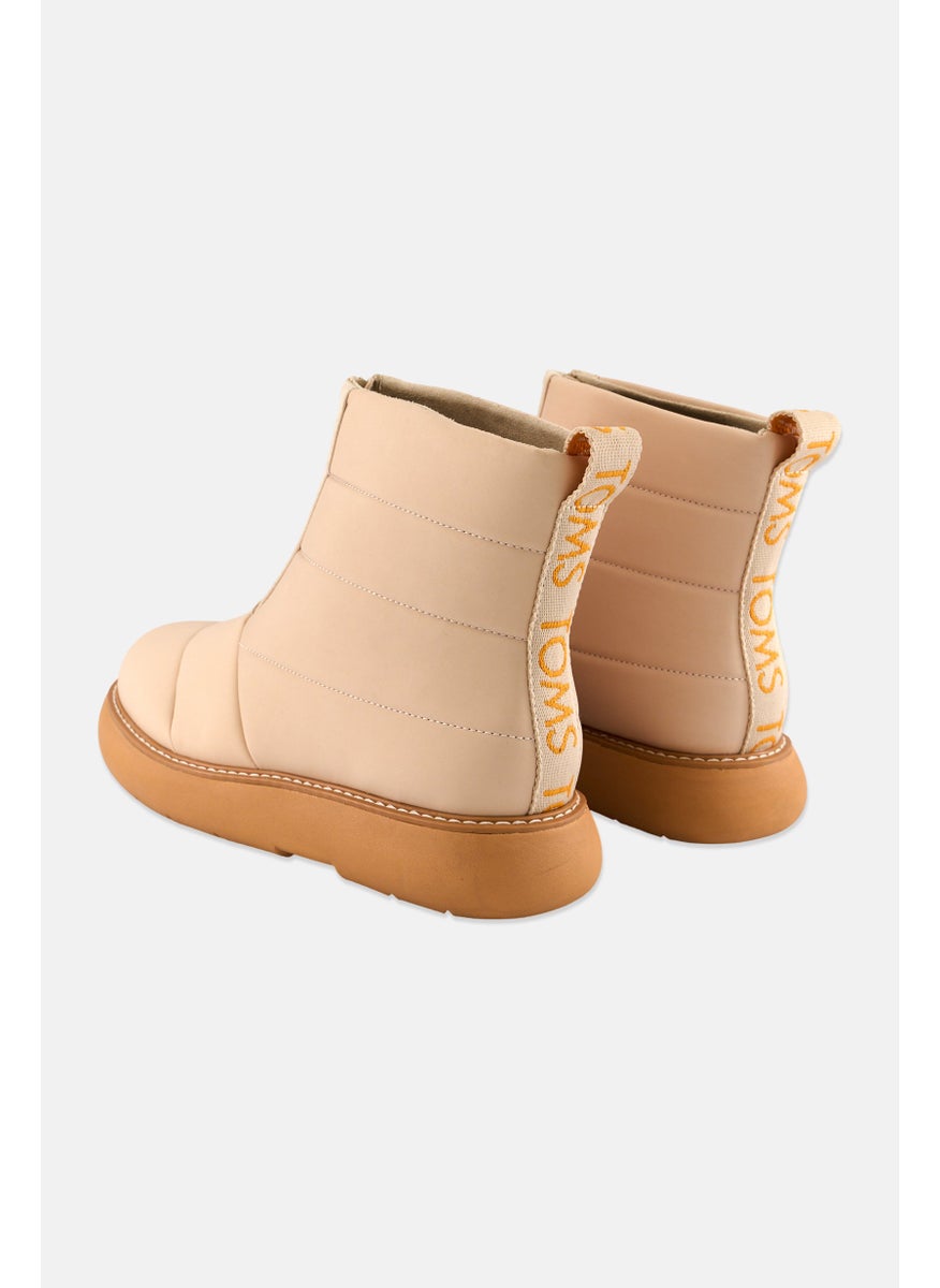 Women Alpargata Mallow Puffer Zipper Closure Ankle Boots, Beige
