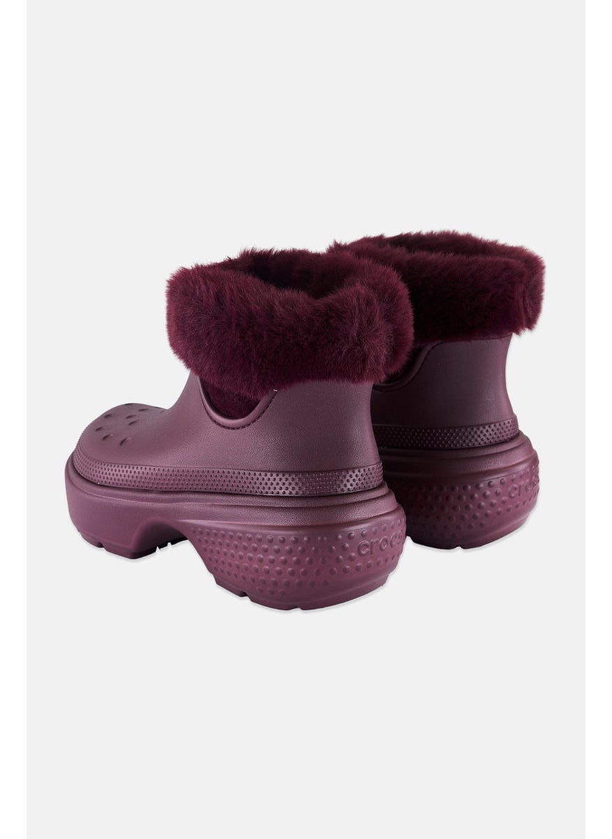 Women Stomp Lined Slip On Boots, Burgundy