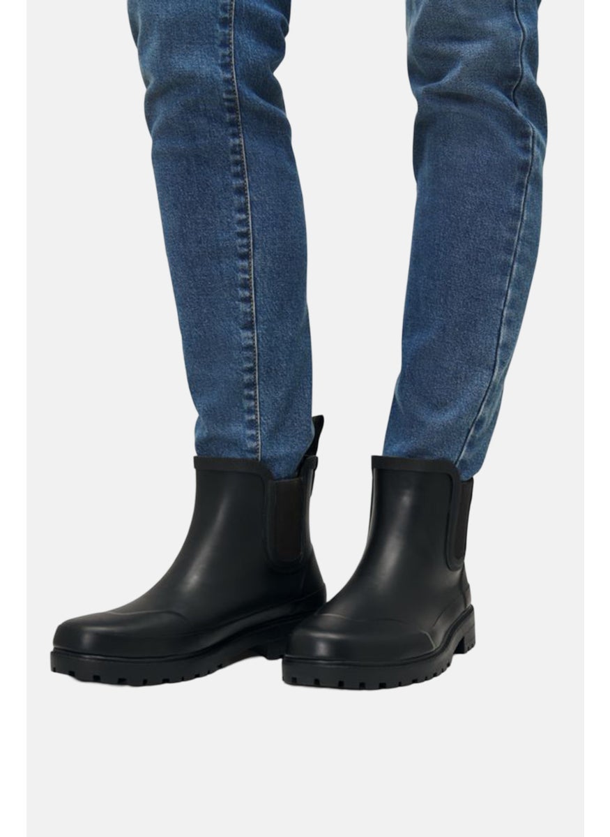 Women Chelsea Slip On Rain Boots, Black