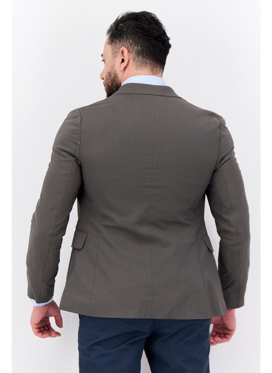 Men Skinny Fit Plain Blazer, Charcoal Grey