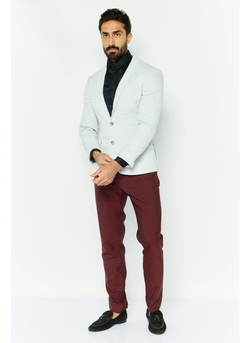 Men Slim Fit Solid Formal Blazer, Light Grey