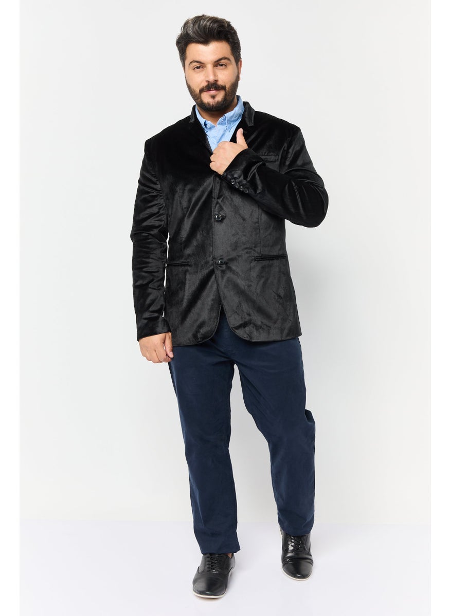 Men Regular Fit Solid Semi-Formal Blazer, Black