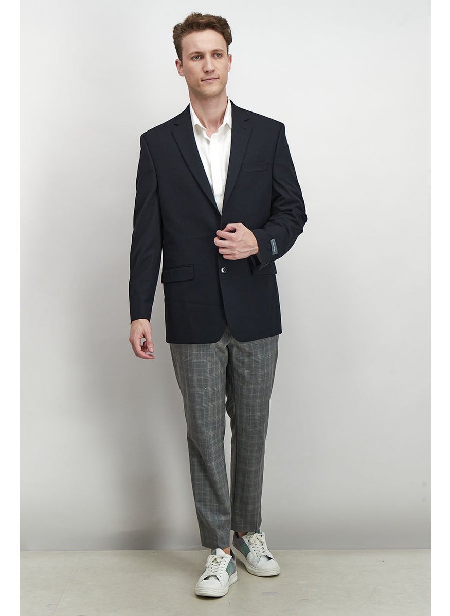Men Classic Fit Long Sleeve Textured Suit Jacket, Black