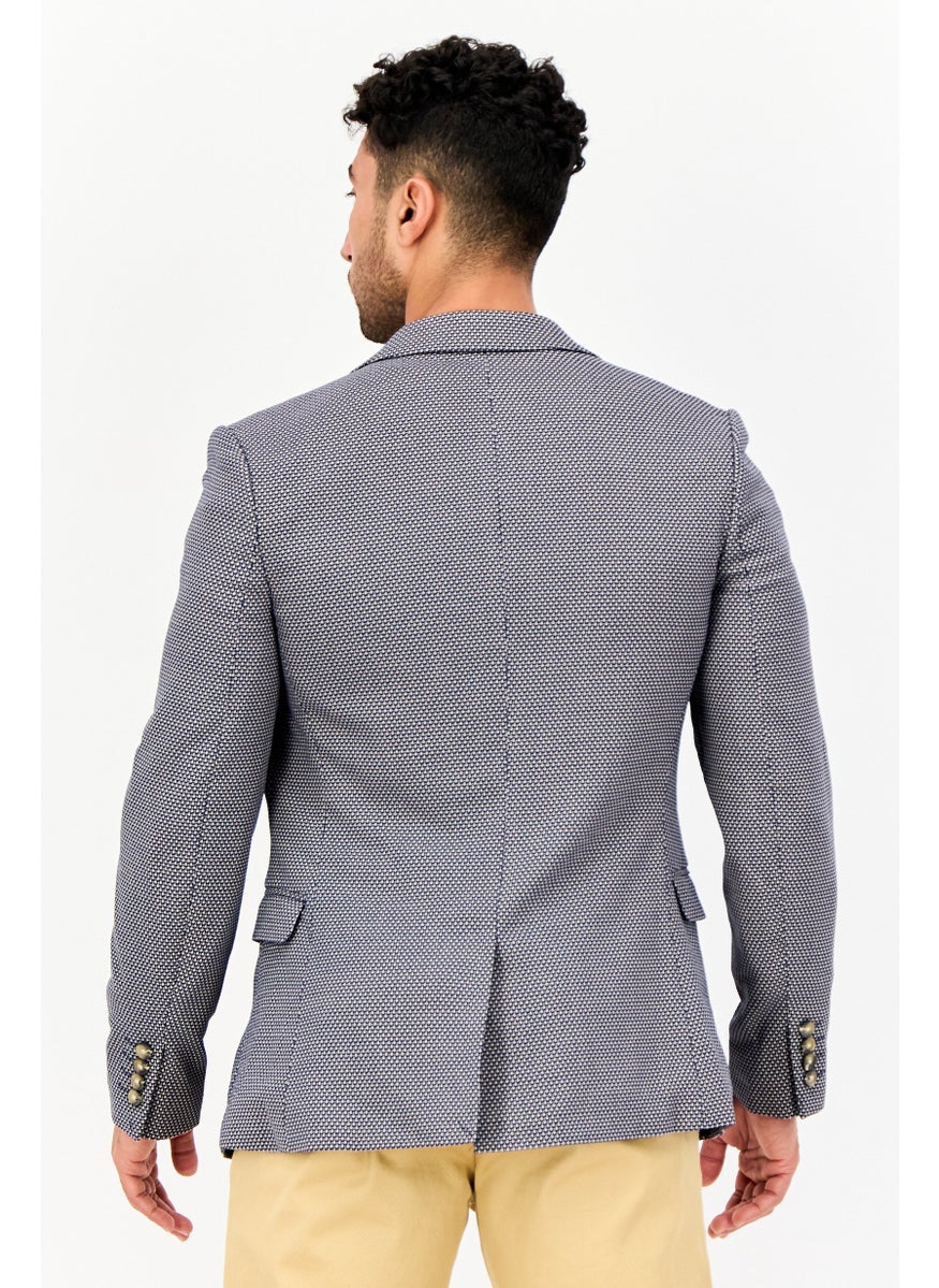 Men Regular Fit Birdseye Pattern Casual Blazer, Multicolor