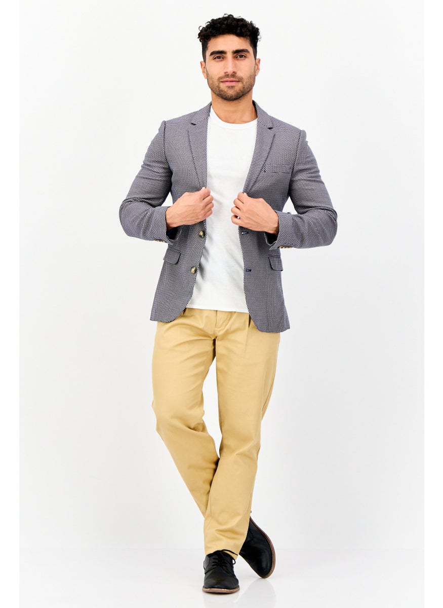 Men Regular Fit Birdseye Pattern Casual Blazer, Multicolor