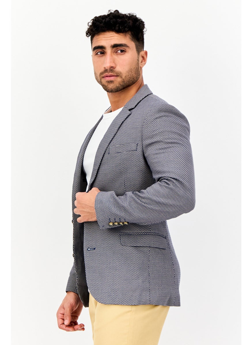Men Regular Fit Birdseye Pattern Casual Blazer, Multicolor