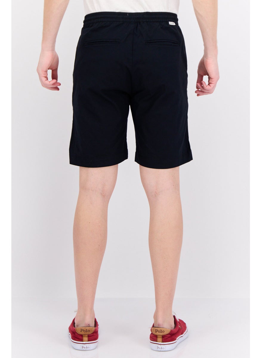 Men Regular Fit Plain Chino Shorts, Black