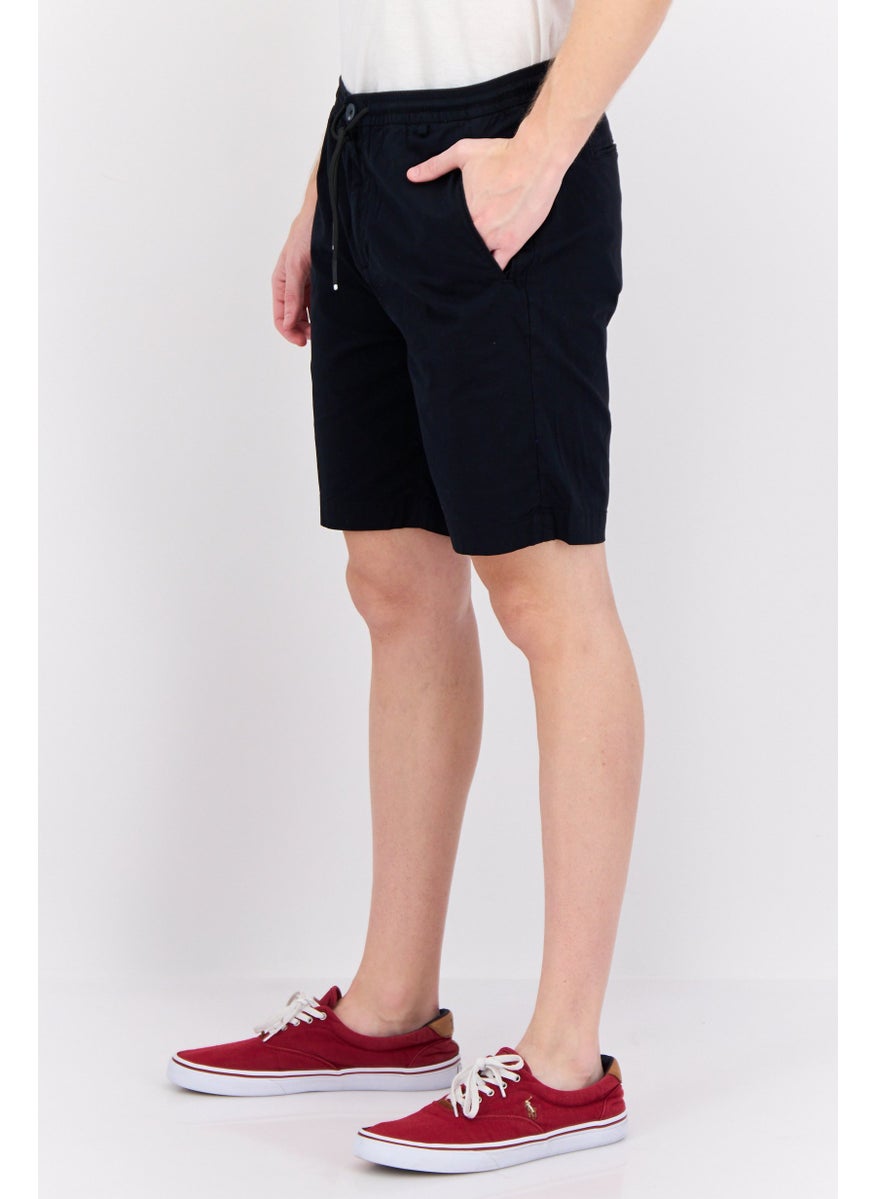 Men Regular Fit Plain Chino Shorts, Black