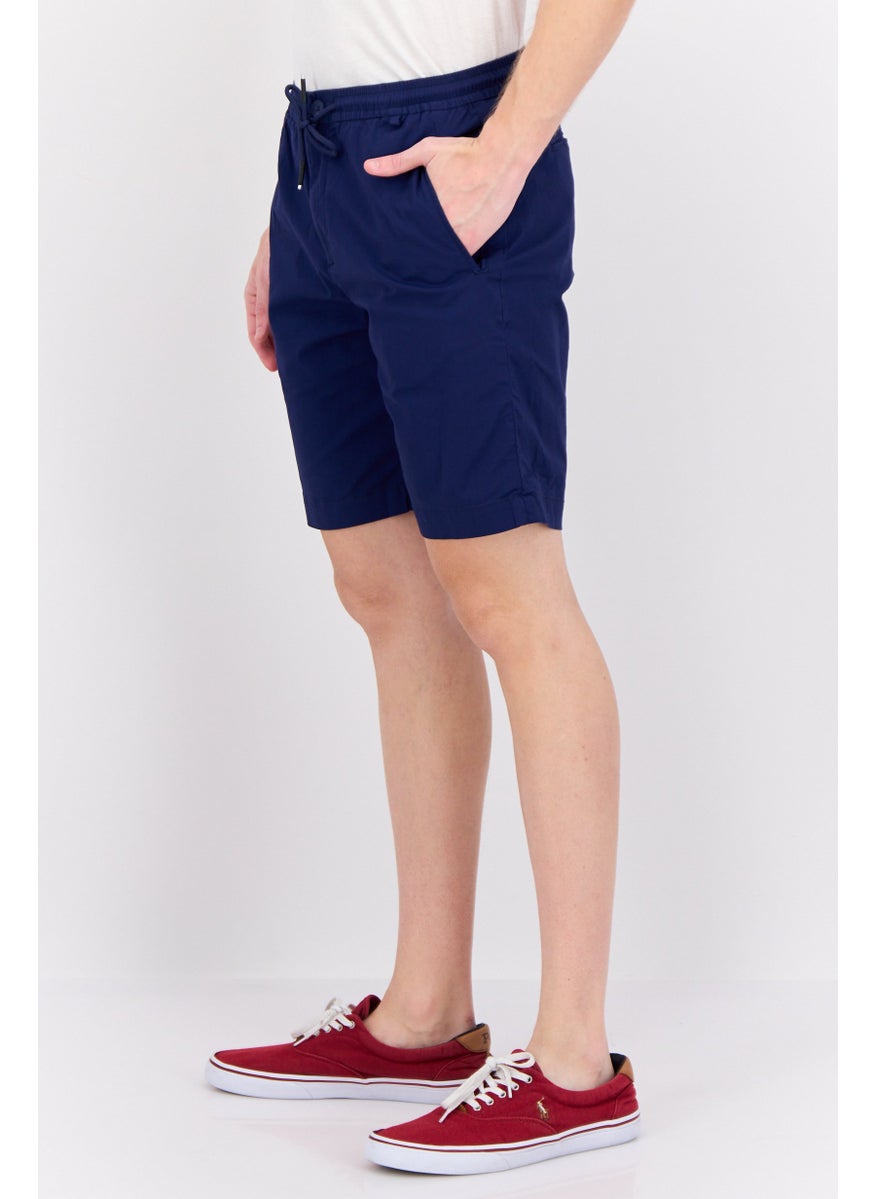 Men Regular Fit Plain Chino Shorts, Navy