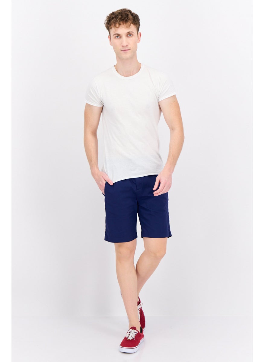 Men Regular Fit Plain Chino Shorts, Navy