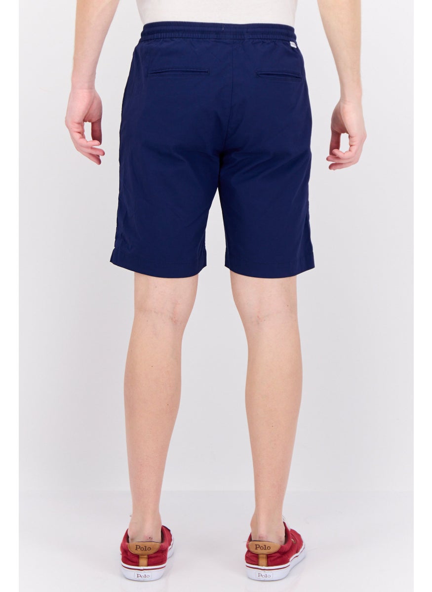 Men Regular Fit Plain Chino Shorts, Navy