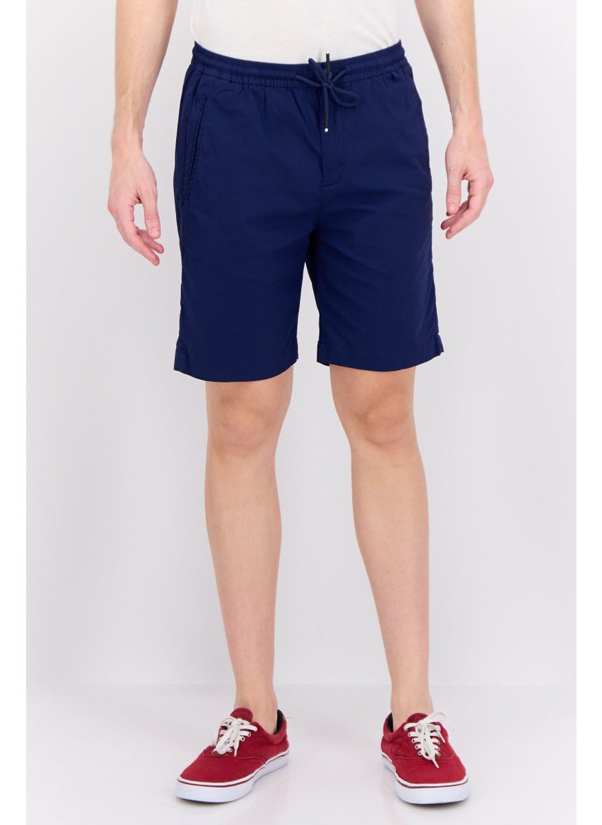 Men Regular Fit Plain Chino Shorts, Navy