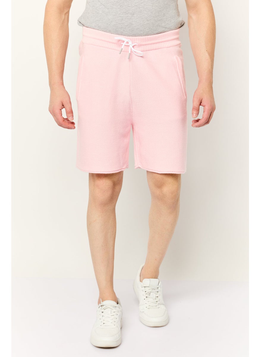 Men Knitted Basic Shorts, Pink