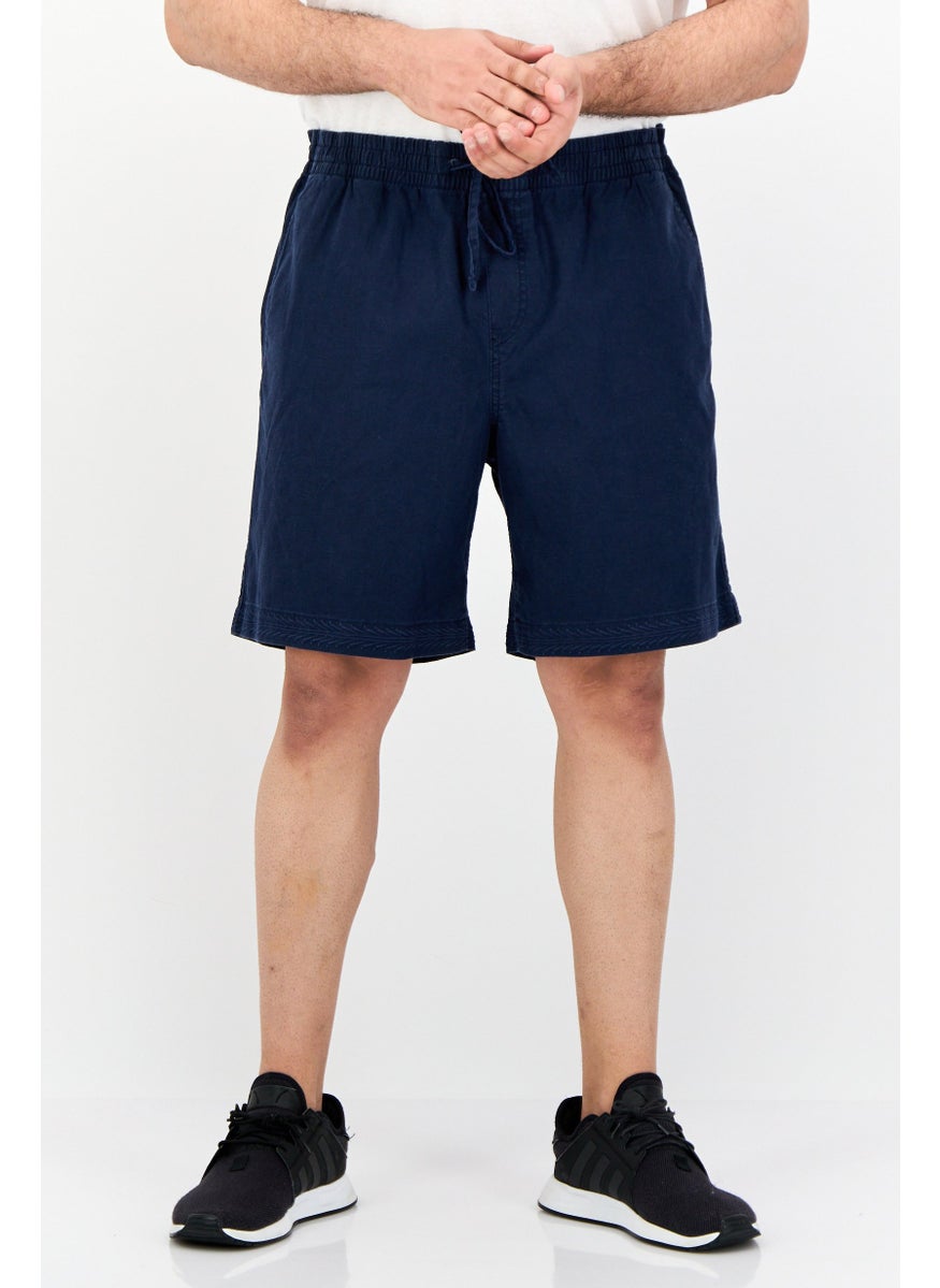 Men Drawstring Basic Shorts, Navy