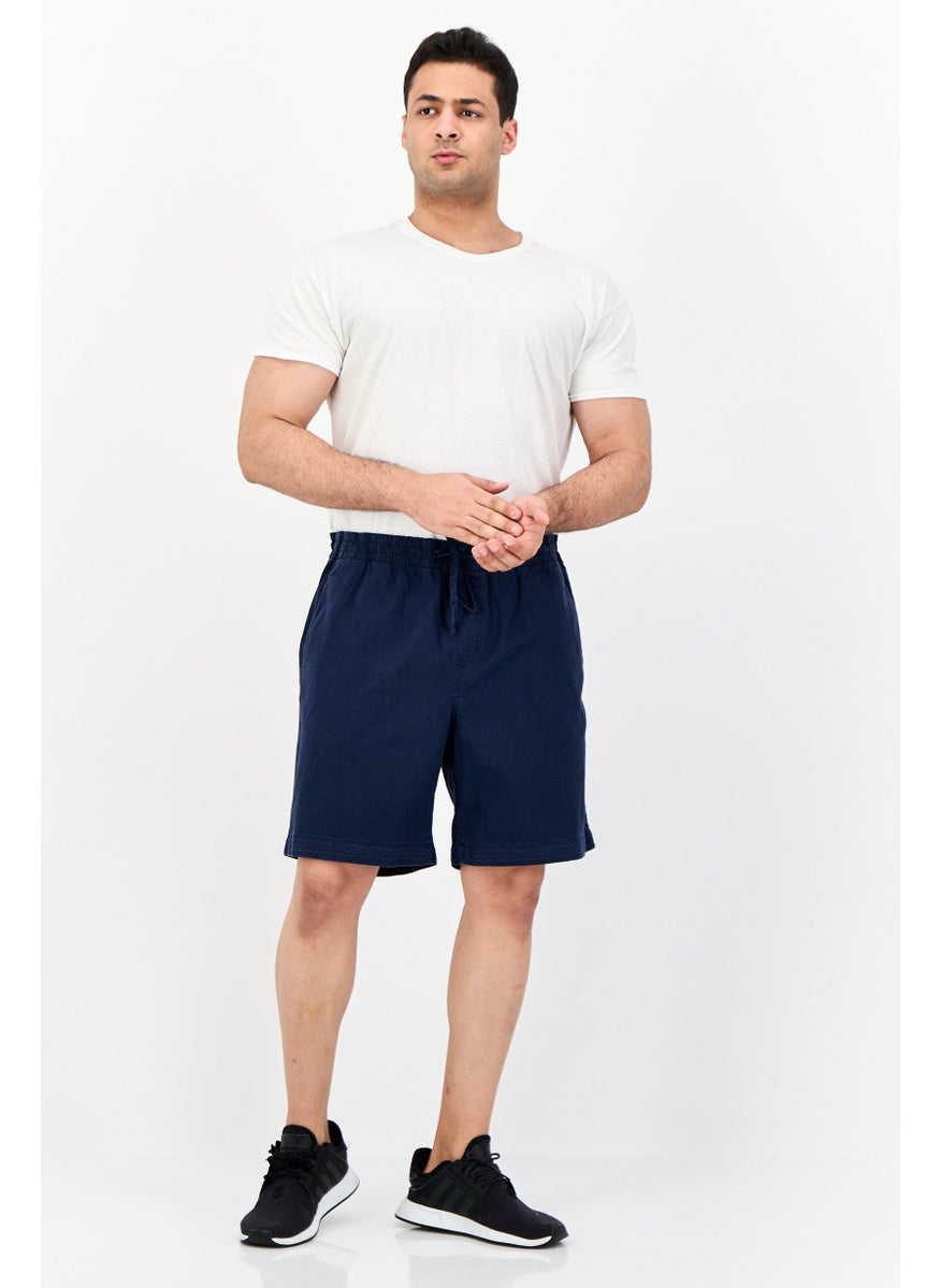Men Drawstring Basic Shorts, Navy