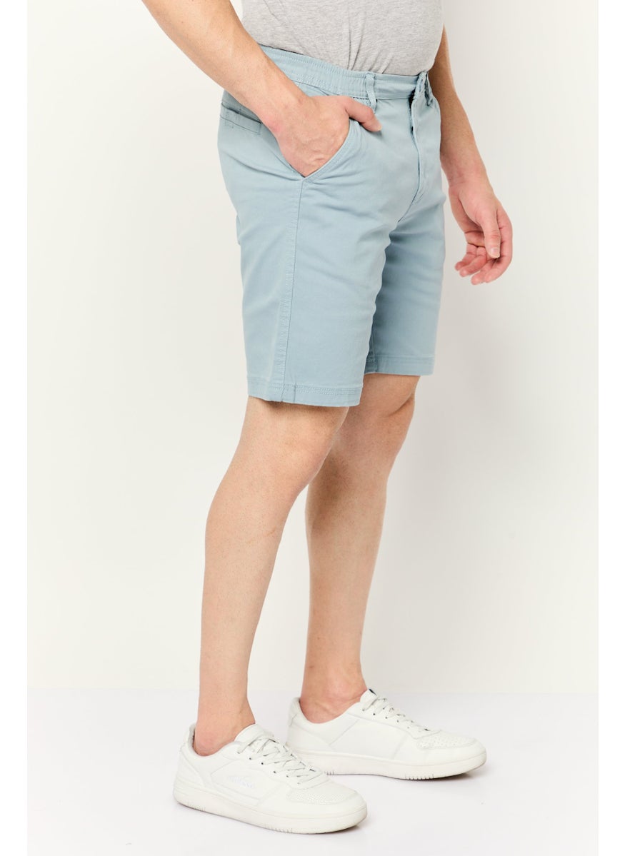 Men Plain Chino Shorts, Light Blue