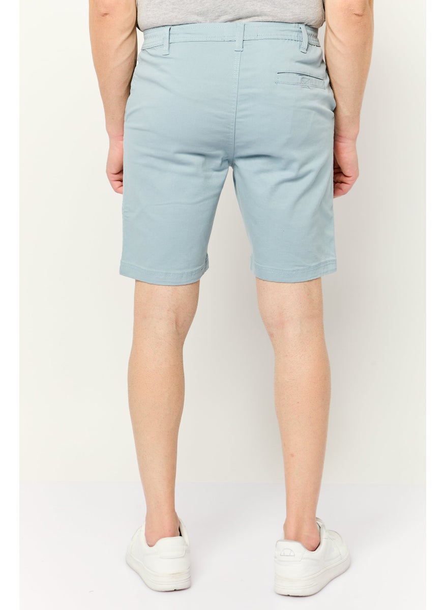 Men Plain Chino Shorts, Light Blue