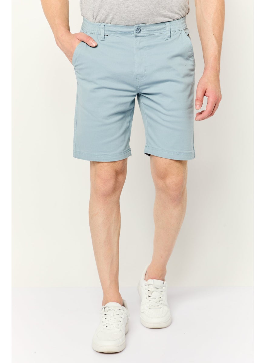 Men Plain Chino Shorts, Light Blue