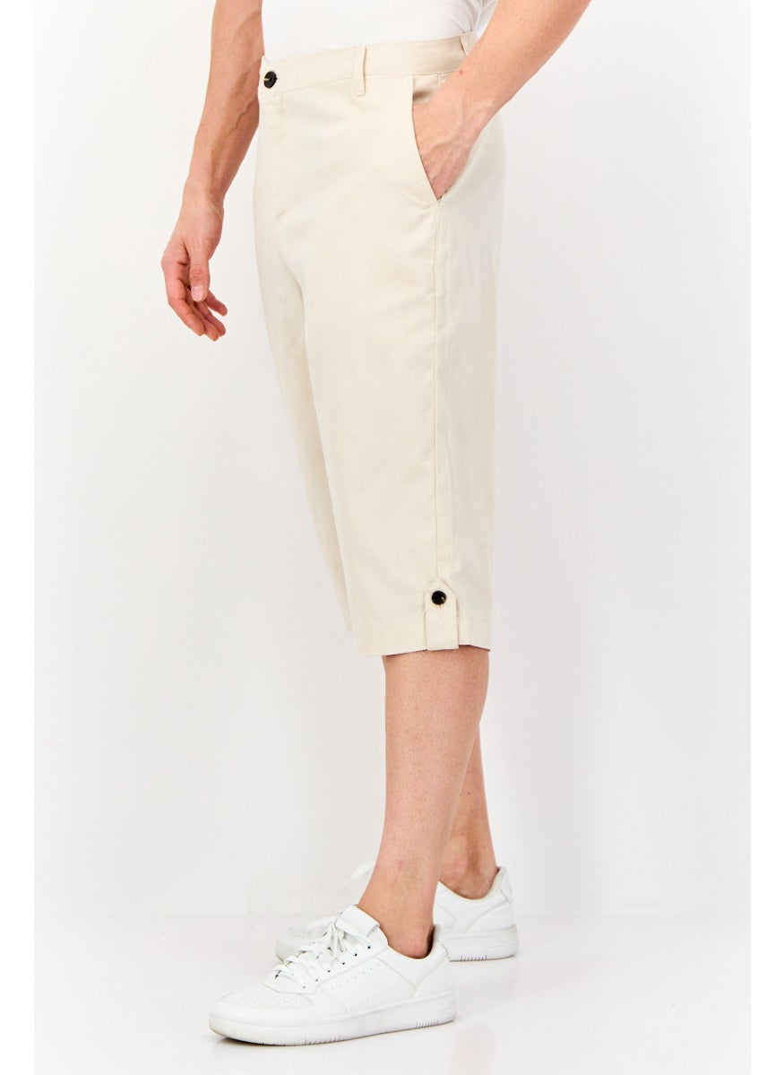 Men Solid Chino Shorts, Beige