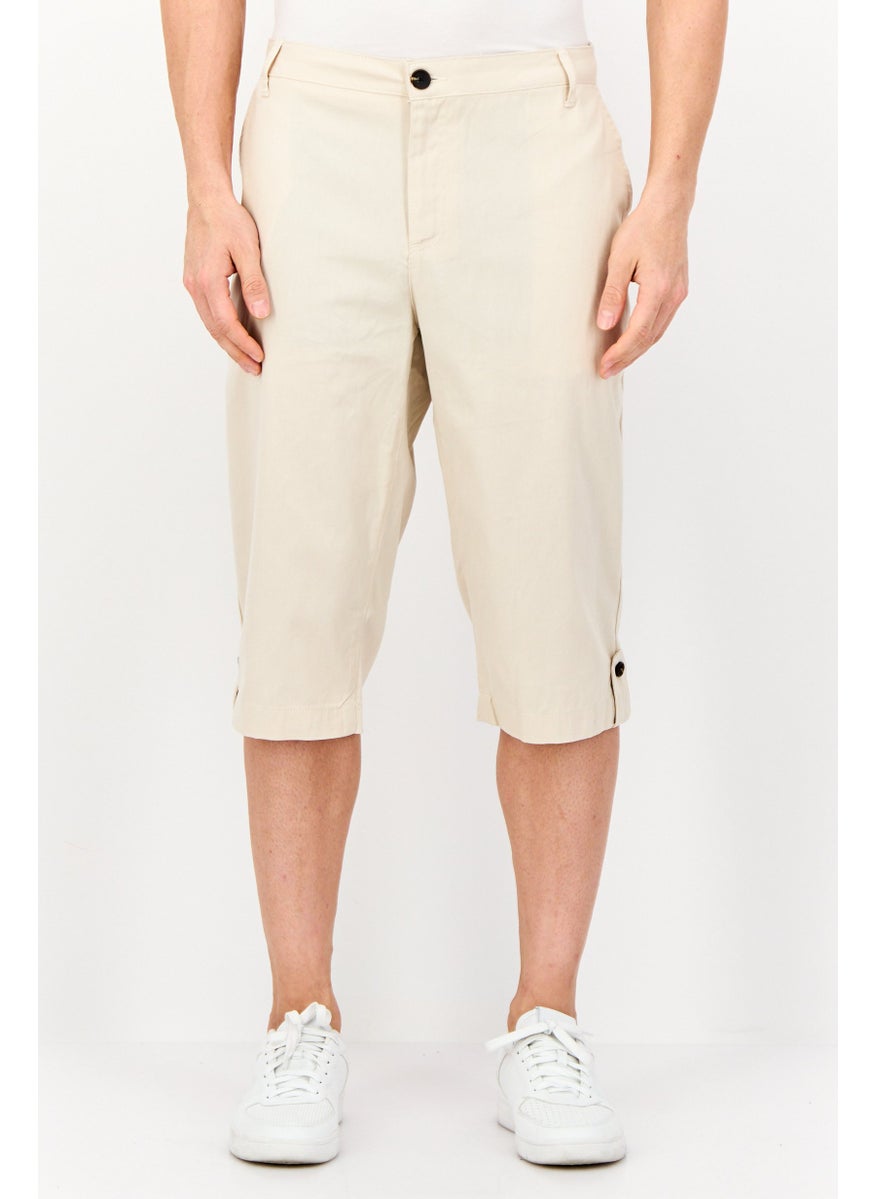 Men Solid Chino Shorts, Beige