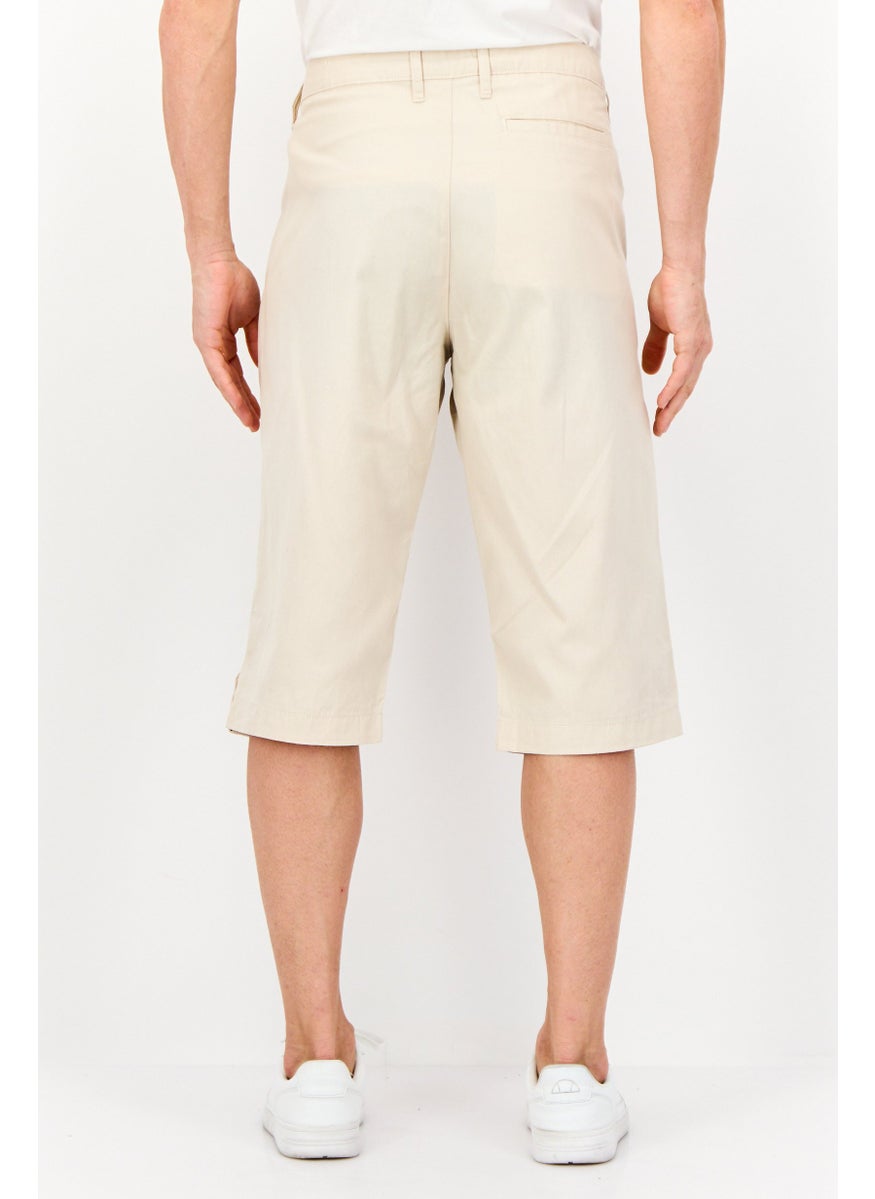 Men Solid Chino Shorts, Beige