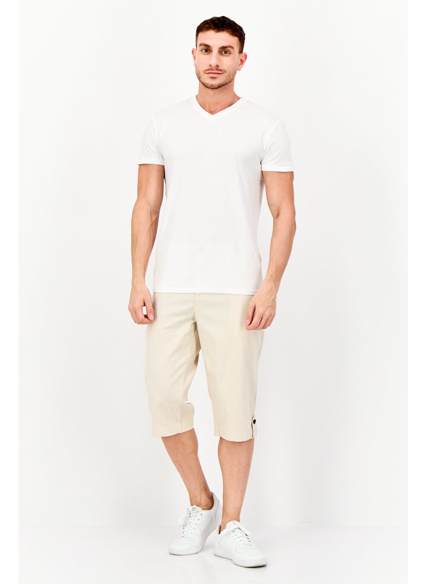 Men Solid Chino Shorts, Beige
