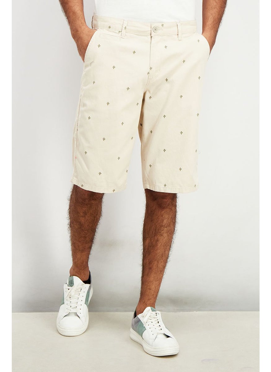 Men Allover Print Chino Short, Beige