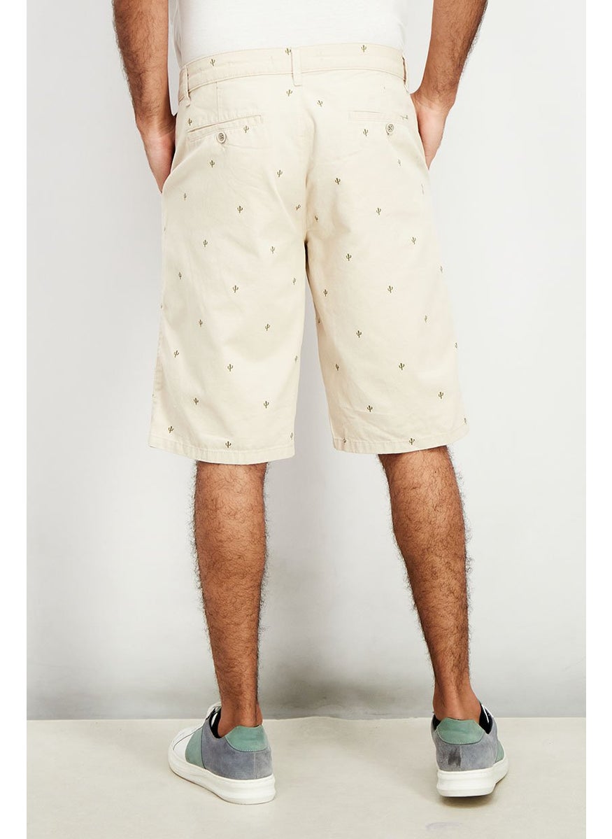 Men Allover Print Chino Short, Beige