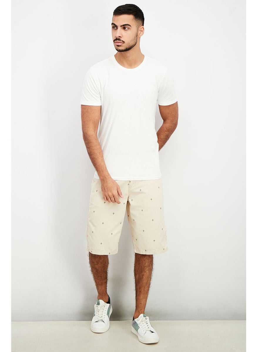 Men Allover Print Chino Short, Beige