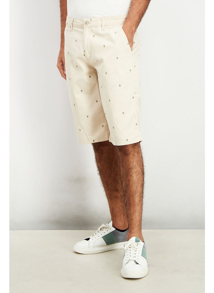 Men Allover Print Chino Short, Beige