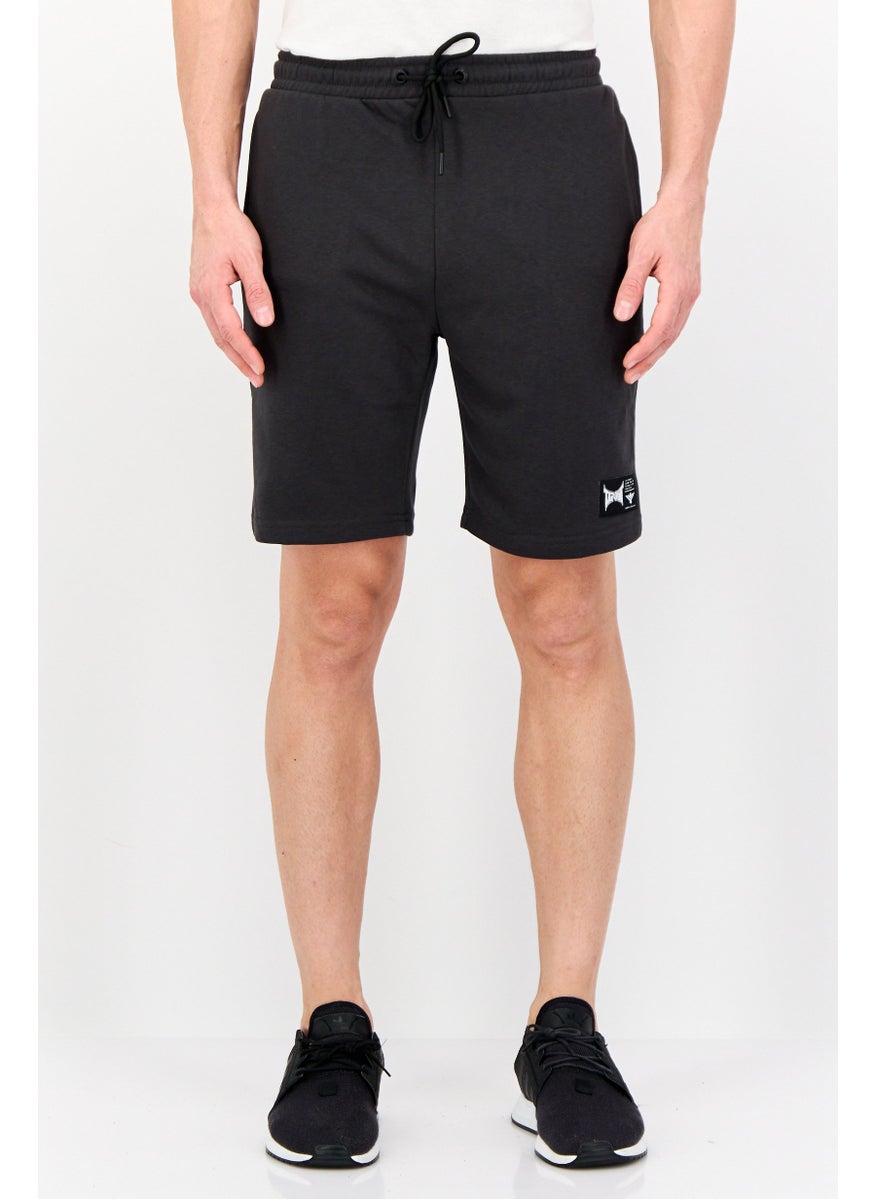Men Drawstring Brand Logo Basic Short, Dark Grey
